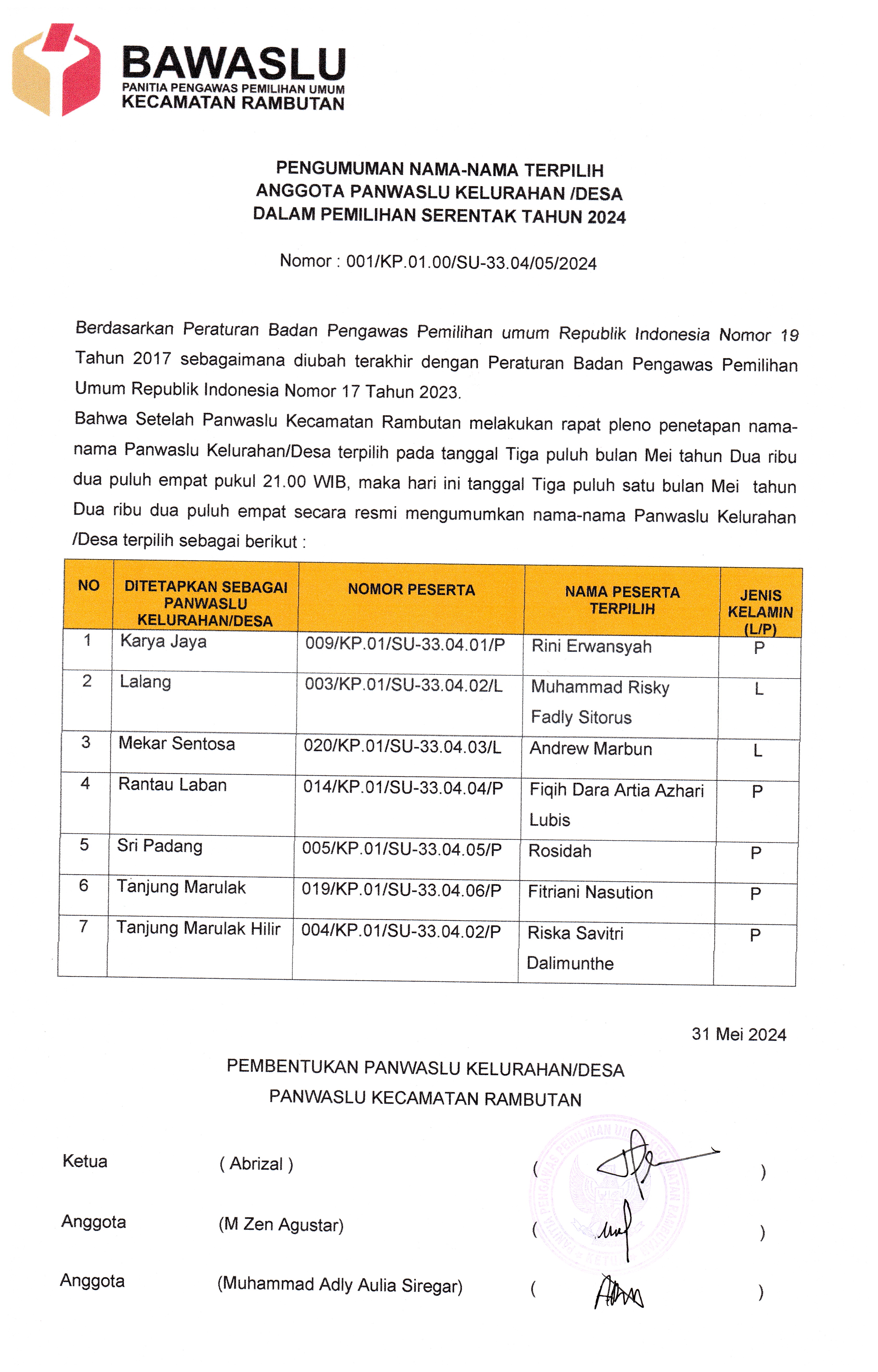 Pengumuman PKD RBT